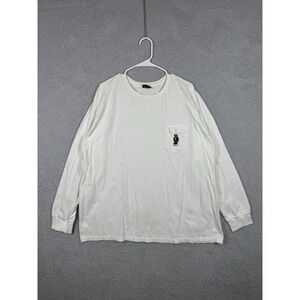 Rare Vintage POLO RALPH LAUREN Spell Out Bear Pocket Long Sleeve T Shirt 90s 2XL